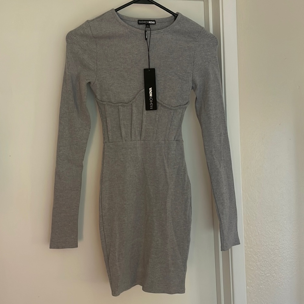 Brand new with tags grey snatched mini dress